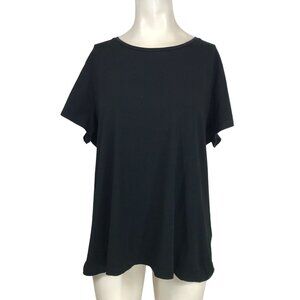 CHICO'S- WOMEN'S 3 -BLACK SHORT SLEEVE PIMA COTTON BLEND ULTIMATE T-SHIRT